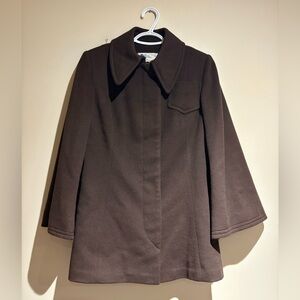 Pure Virgin Wool Johnstone Walker A-Line Coat Jacket Brown Minimalistic Neutral